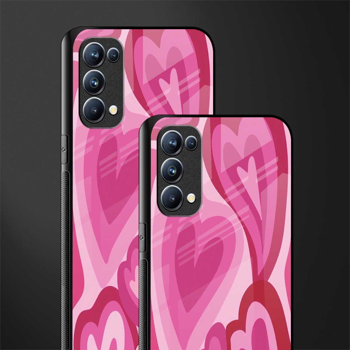 y2k pink hearts back phone cover | glass case for oppo reno 5