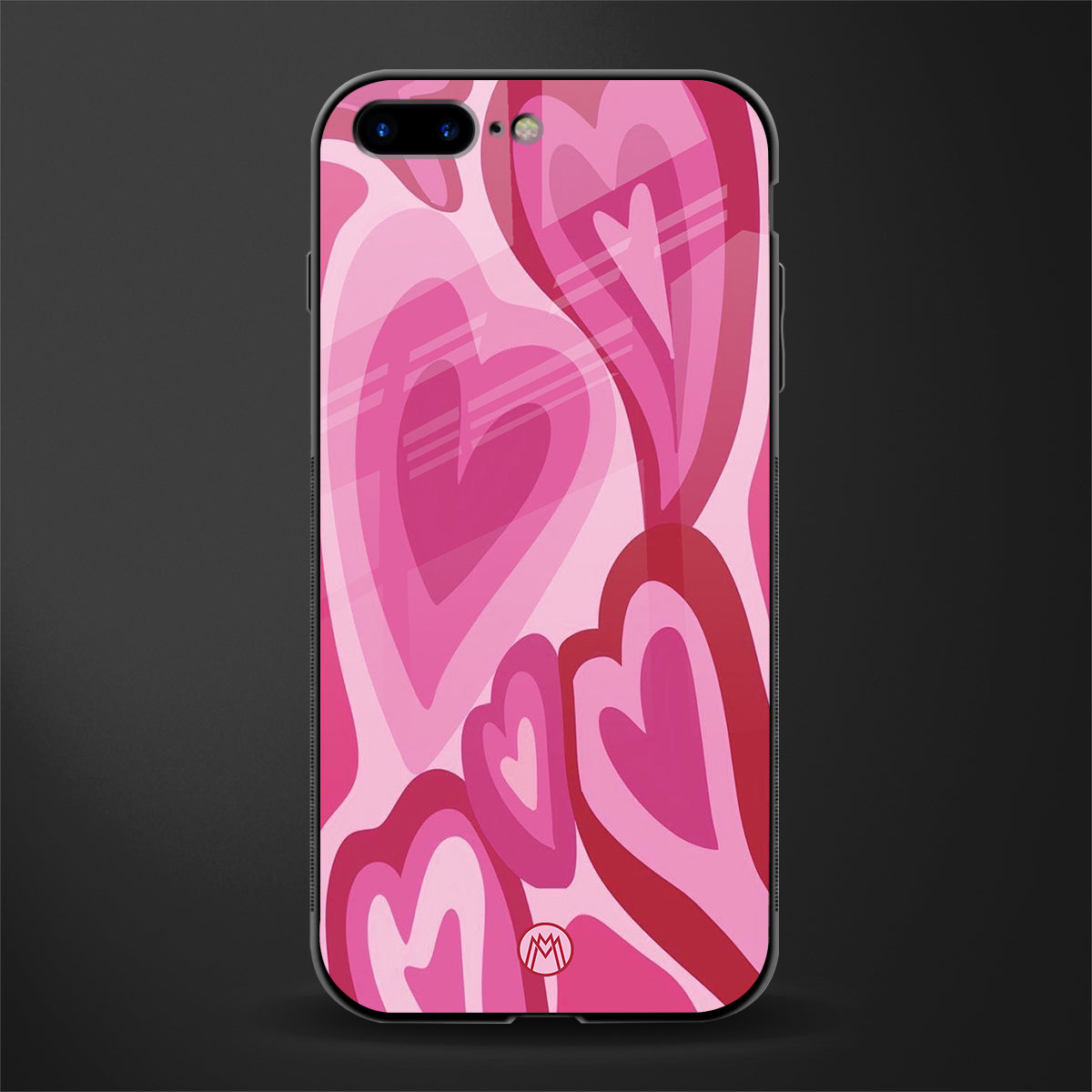 y2k pink hearts glass case for iphone 7 plus image