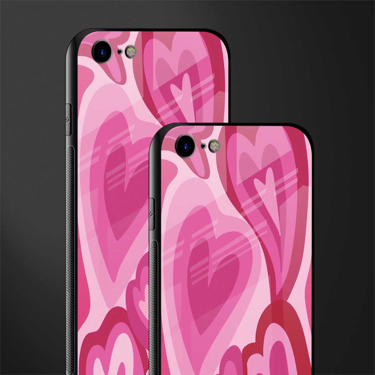 y2k pink hearts glass case for iphone se 2020 image-2