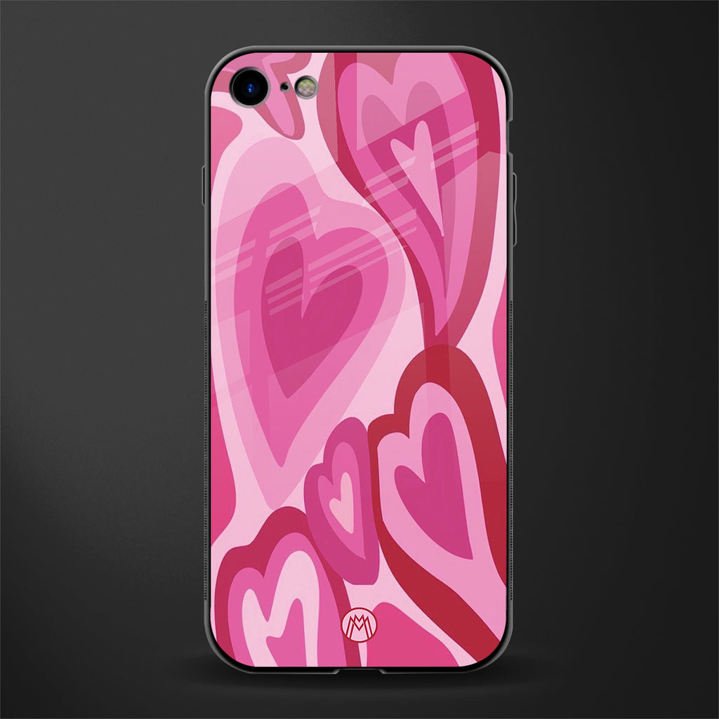y2k pink hearts glass case for iphone 7 image