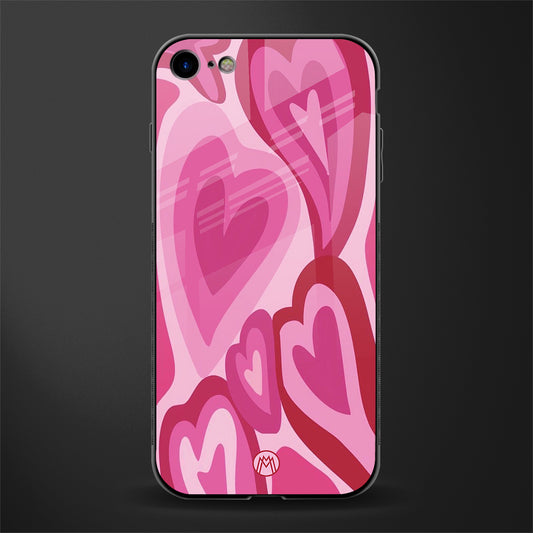 y2k pink hearts glass case for iphone se 2020 image