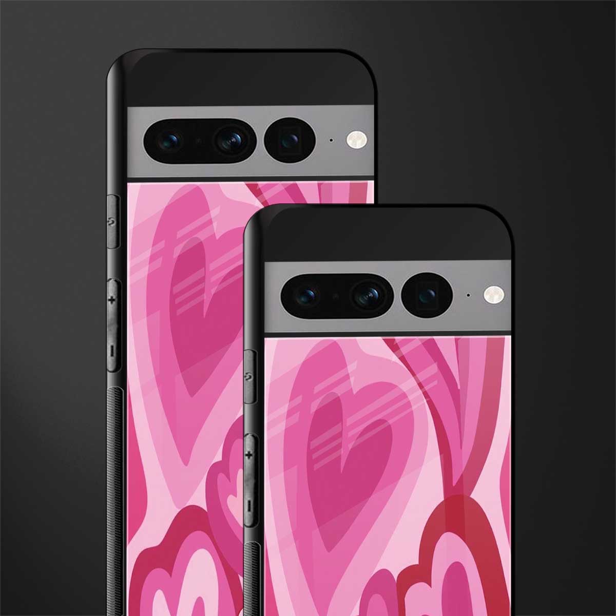 y2k pink hearts back phone cover | glass case for google pixel 7 pro