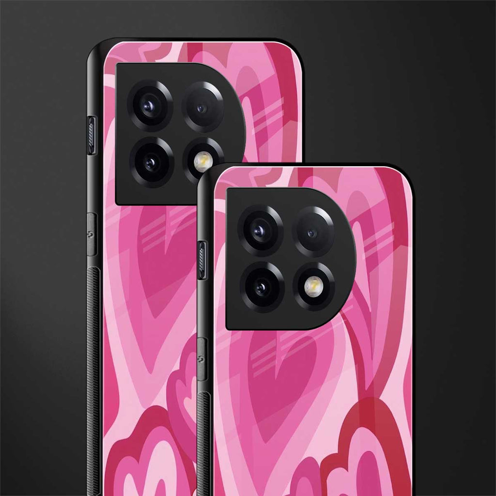 y2k pink hearts back phone cover | glass case for oneplus 11