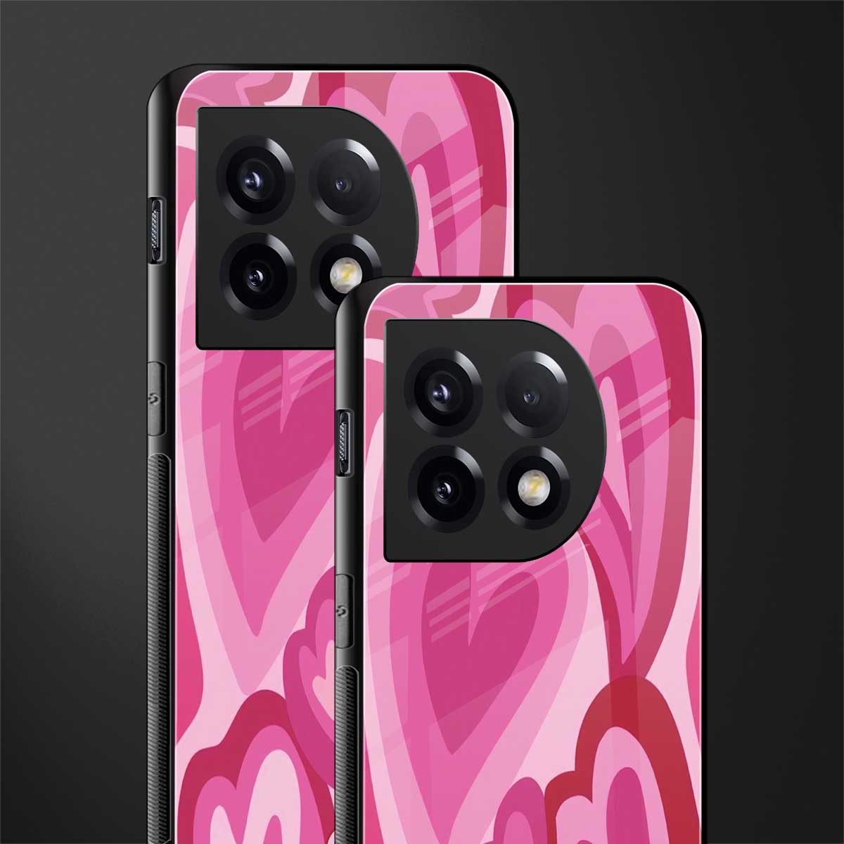 y2k pink hearts back phone cover | glass case for oneplus 11