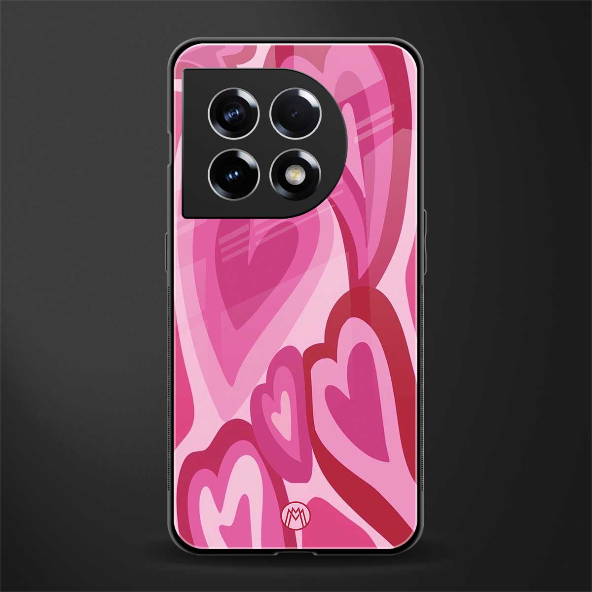 y2k pink hearts back phone cover | glass case for oneplus 11