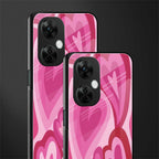 y2k pink hearts back phone cover | glass case for oneplus nord ce 3 lite