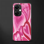 y2k pink hearts back phone cover | glass case for oneplus nord ce 3 lite