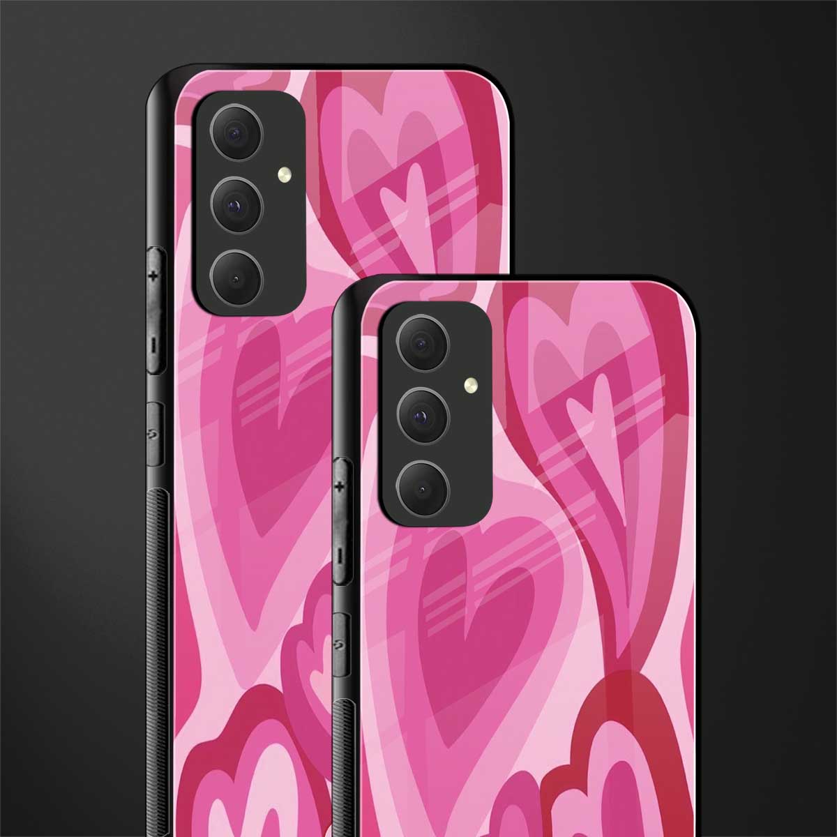 y2k pink hearts back phone cover | glass case for samsung galaxy a54 5g