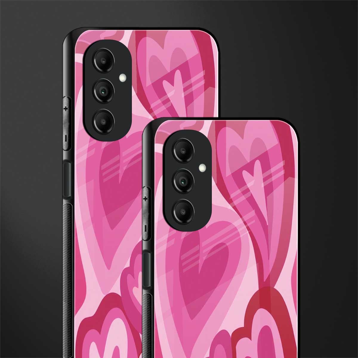 y2k pink hearts back phone cover | glass case for samsung galaxy a14 5g