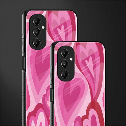 y2k pink hearts back phone cover | glass case for samsung galaxy a14 5g