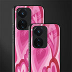 y2k pink hearts back phone cover | glass case for vivo t1 44w 4g