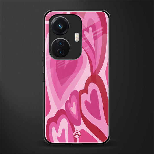 y2k pink hearts back phone cover | glass case for vivo t1 44w 4g