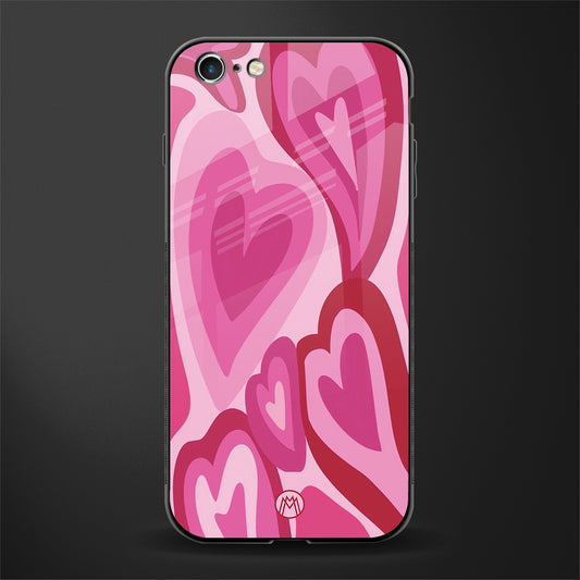 y2k pink hearts glass case for iphone 6 image