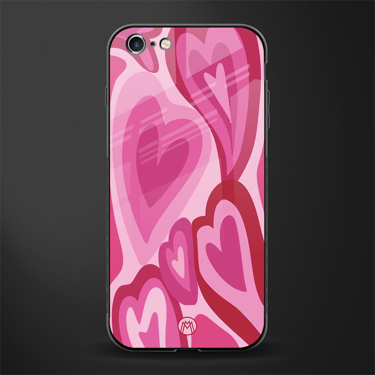 y2k pink hearts glass case for iphone 6s image