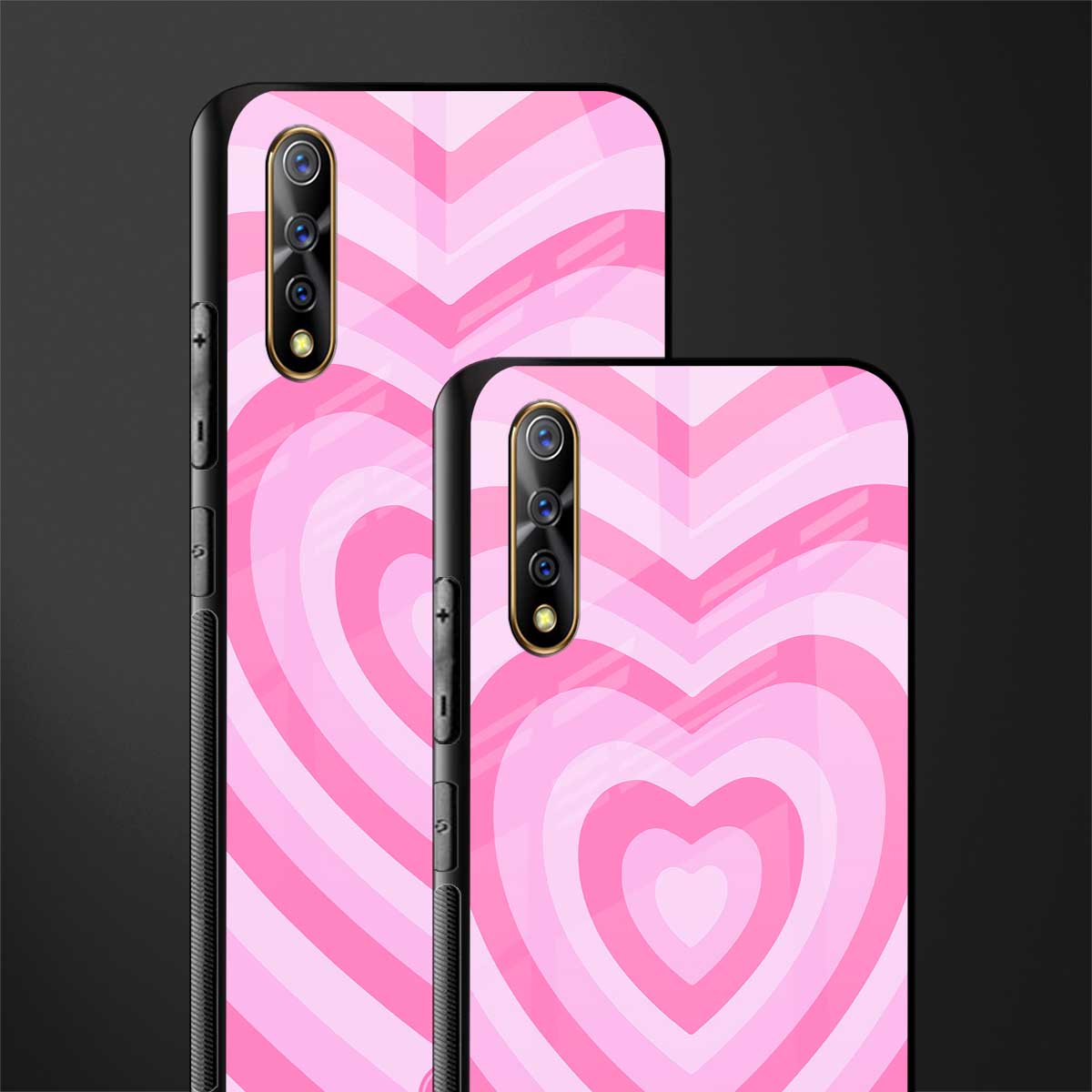 y2k pink hearts aesthetic glass case for vivo s1 image-2