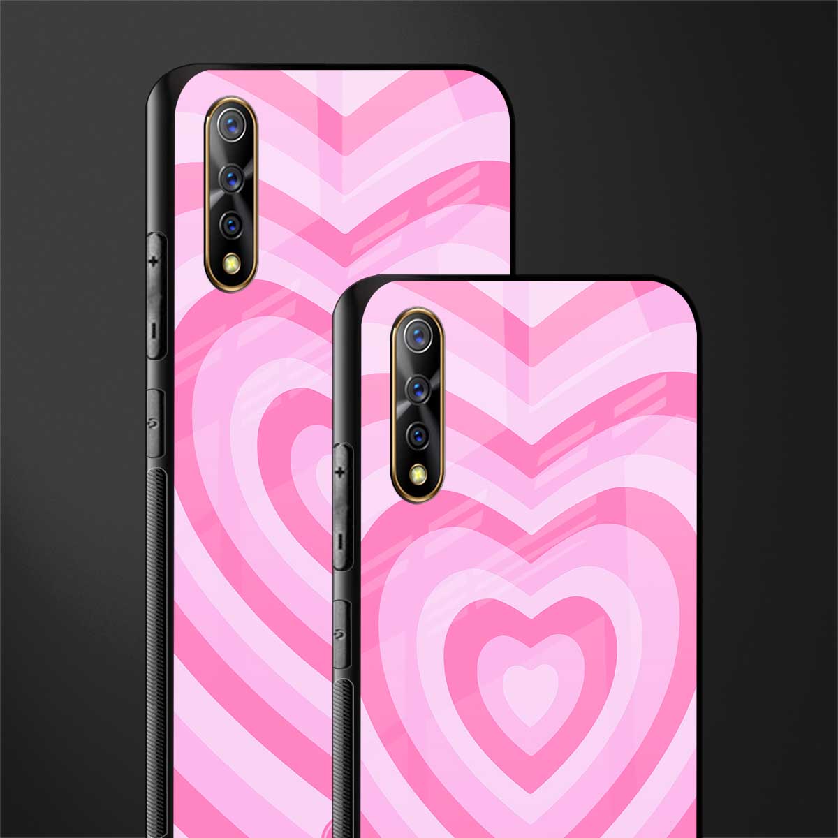 y2k pink hearts aesthetic glass case for vivo z1x image-2