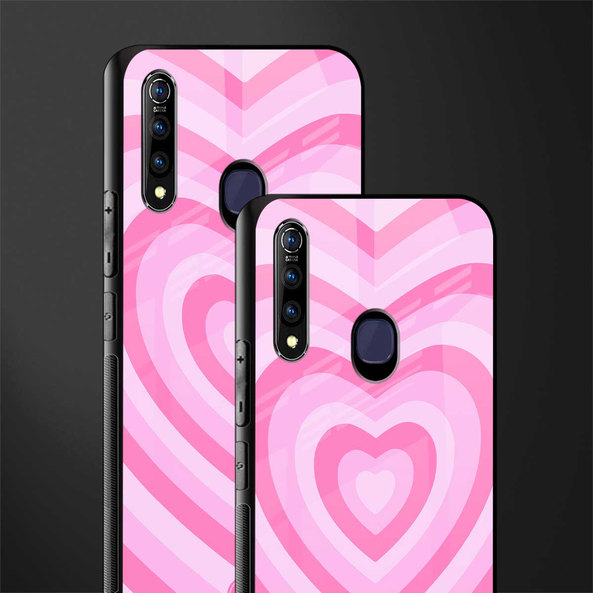 y2k pink hearts aesthetic glass case for vivo z1 pro image-2