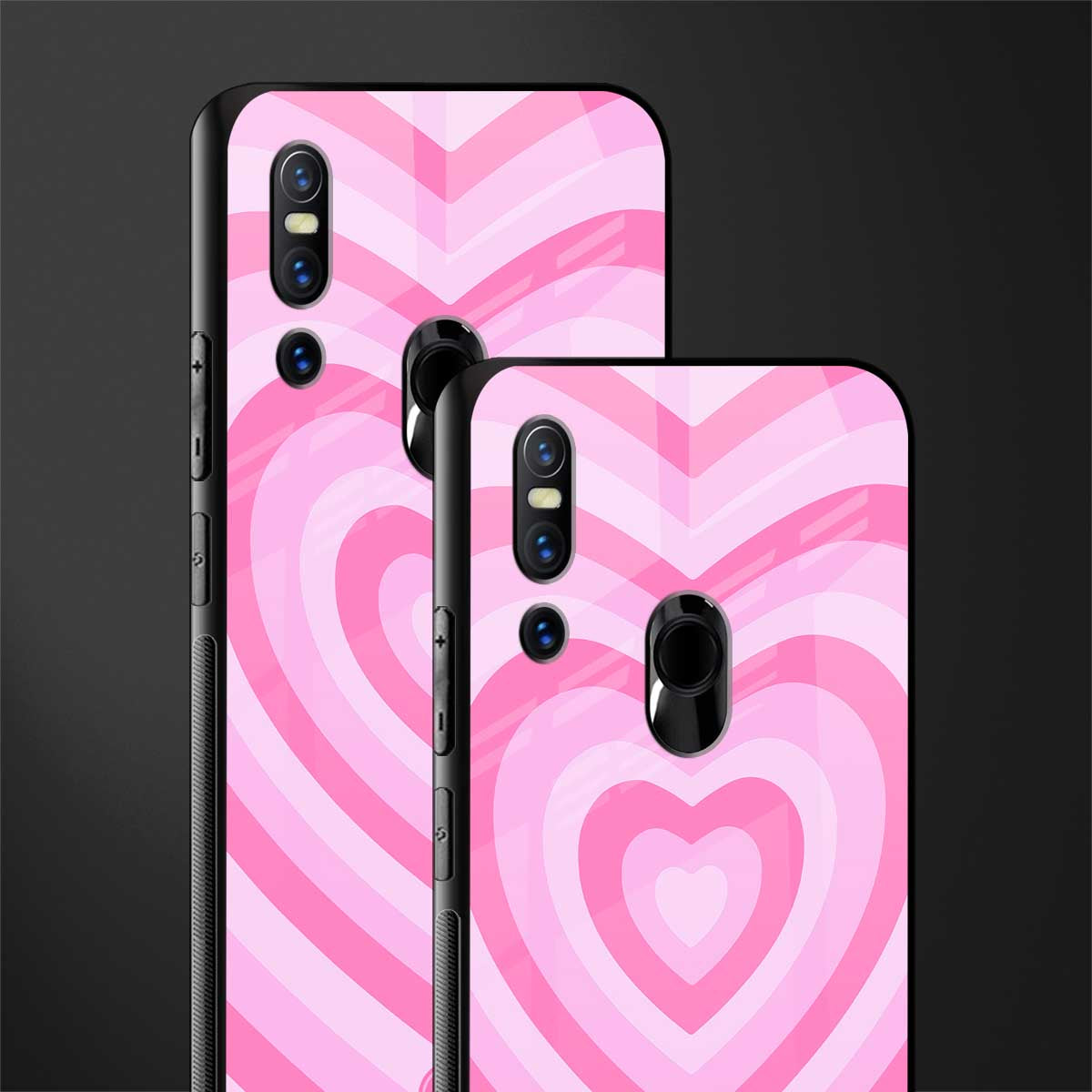 y2k pink hearts aesthetic glass case for vivo v15 image-2