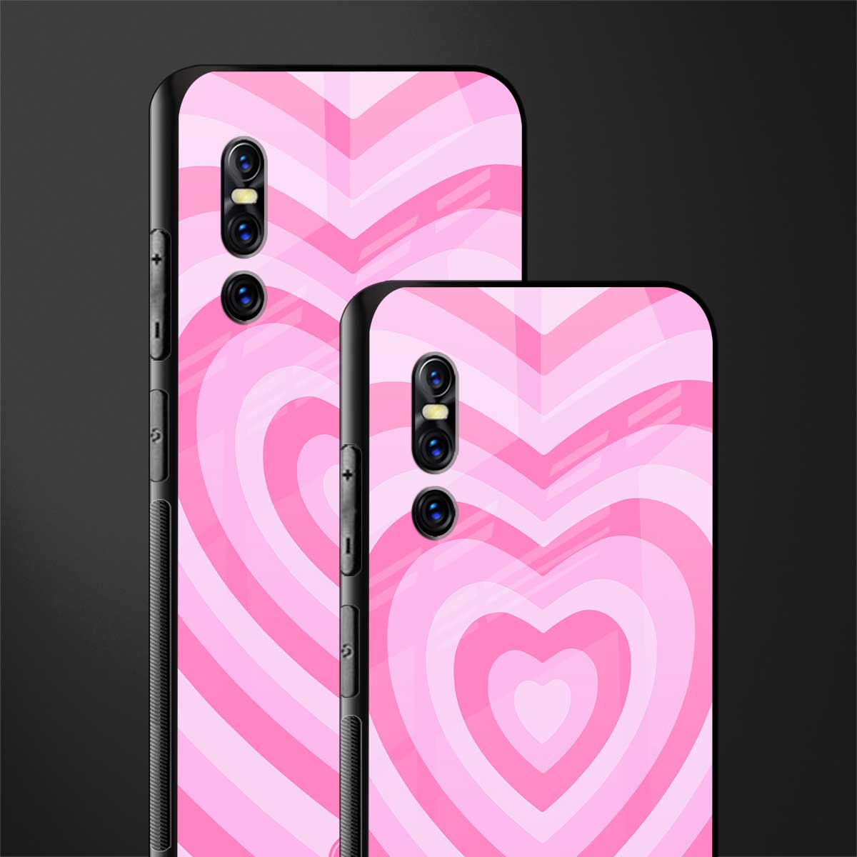 y2k pink hearts aesthetic glass case for vivo v15 pro image-2