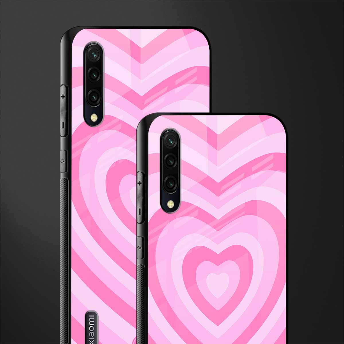 y2k pink hearts aesthetic glass case for mi a3 redmi a3 image-2