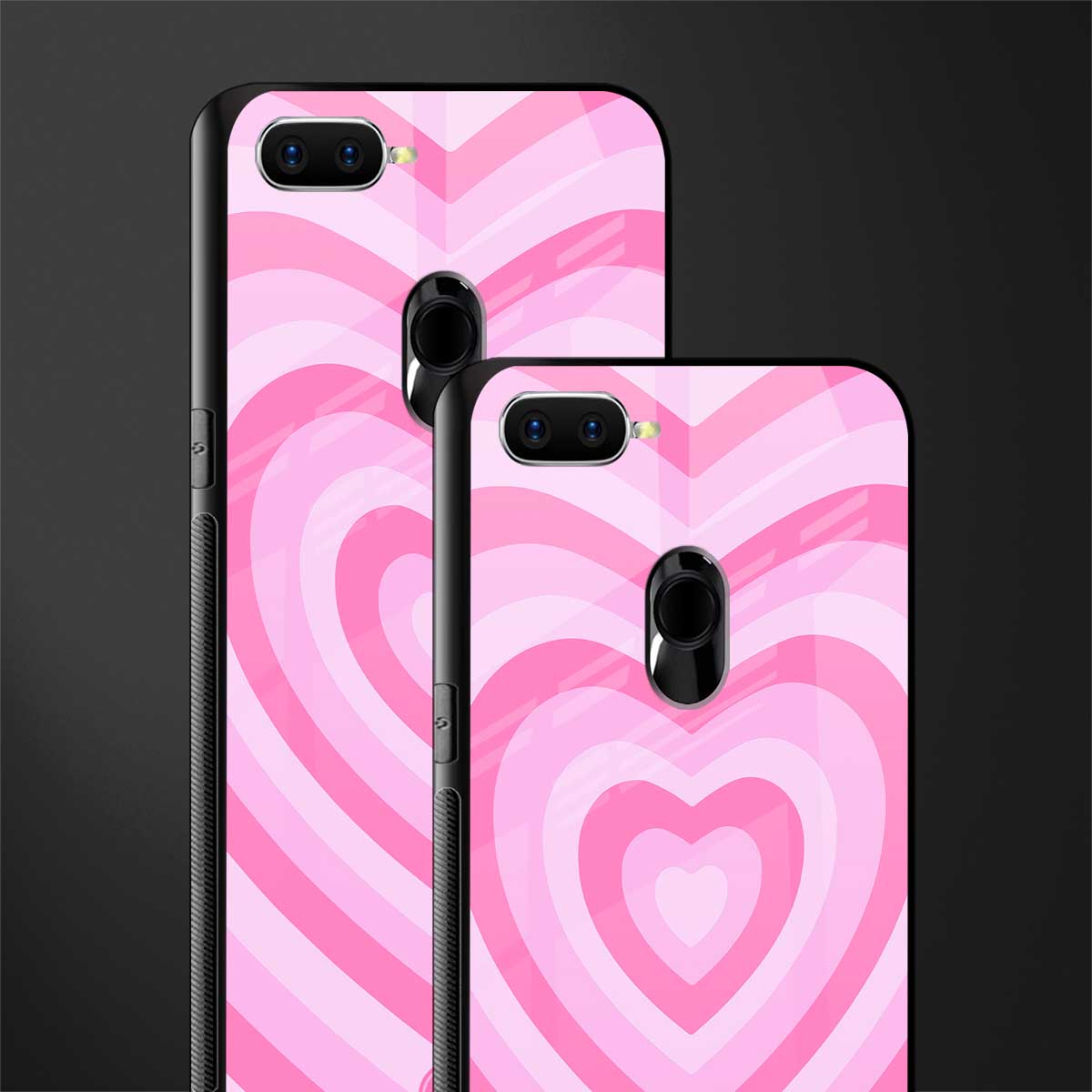 y2k pink hearts aesthetic glass case for oppo a7 image-2