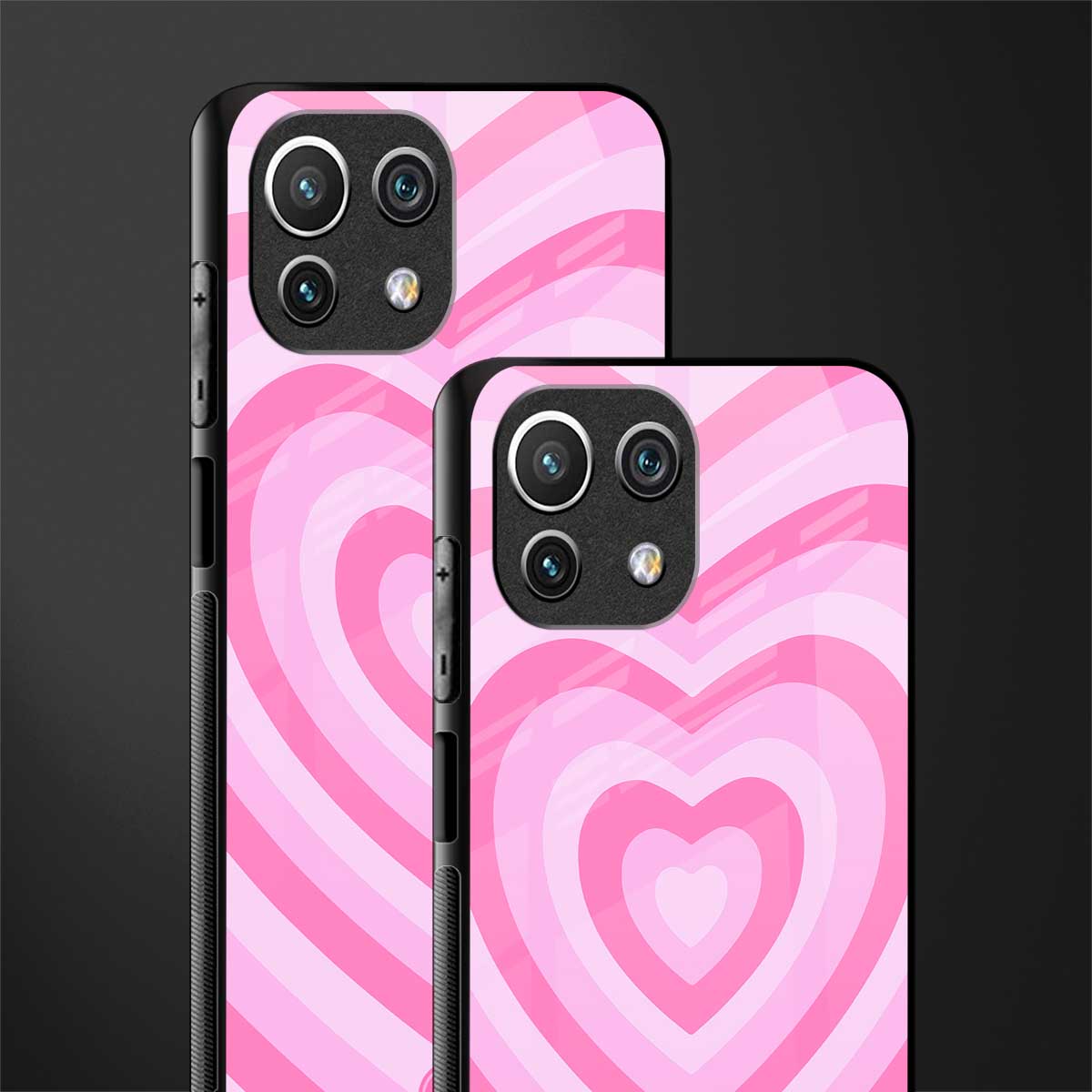 y2k pink hearts aesthetic glass case for mi 11 lite image-2