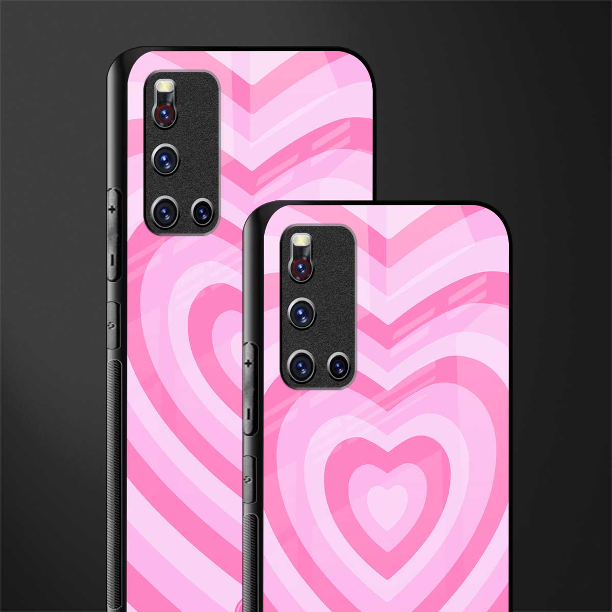 y2k pink hearts aesthetic glass case for vivo v19 image-2