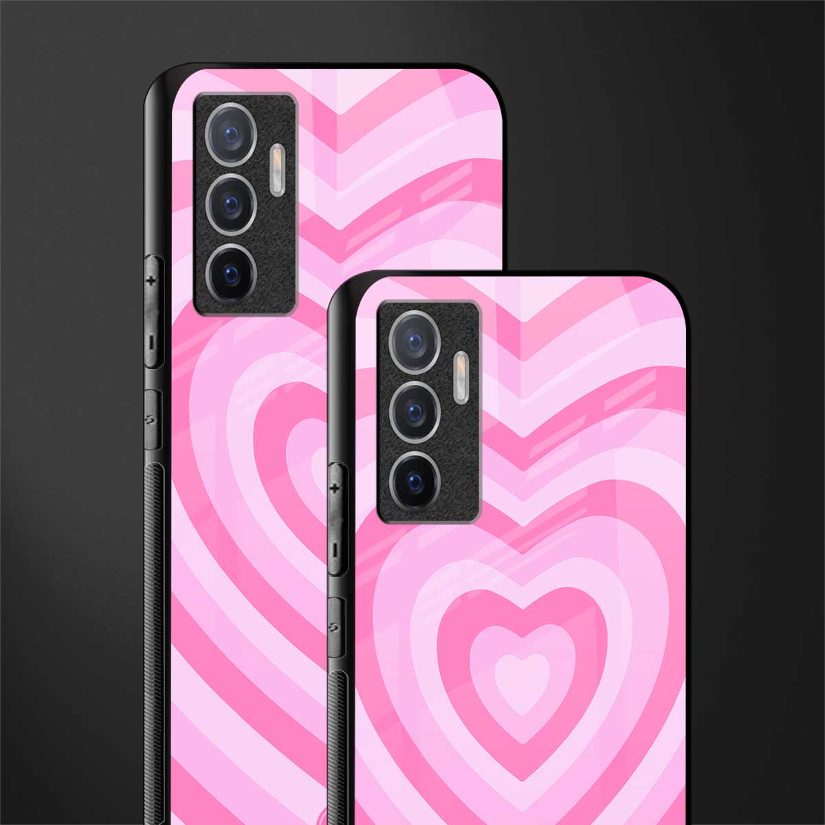 y2k pink hearts aesthetic glass case for vivo v23e image-2