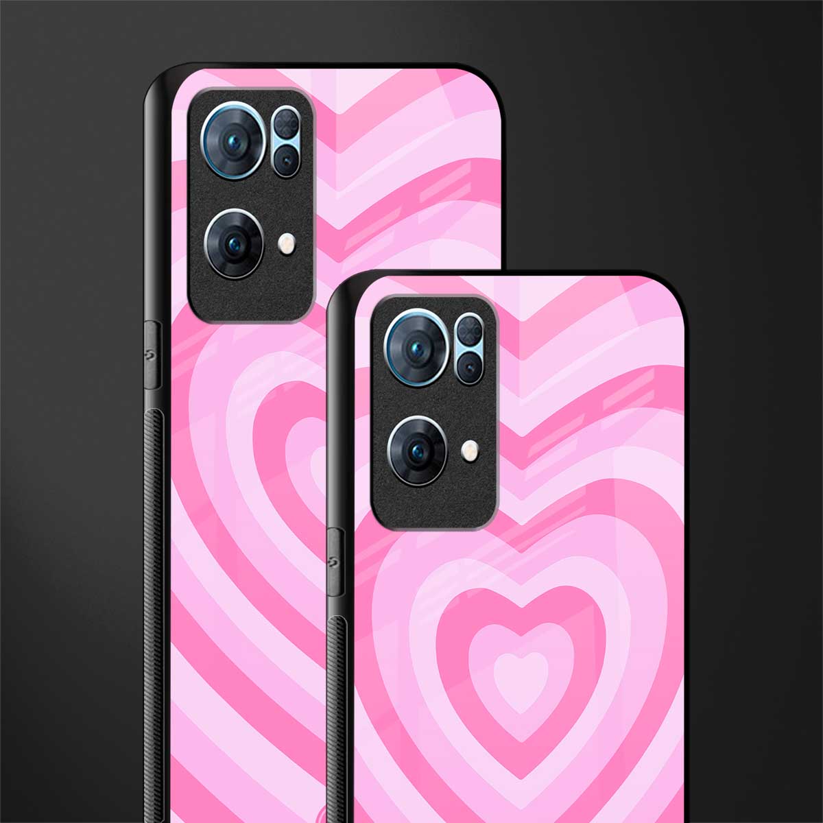 y2k pink hearts aesthetic glass case for oppo reno7 pro 5g image-2