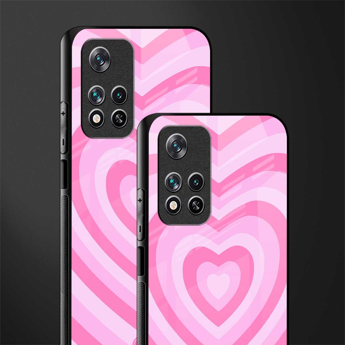 y2k pink hearts aesthetic glass case for xiaomi 11i 5g image-2