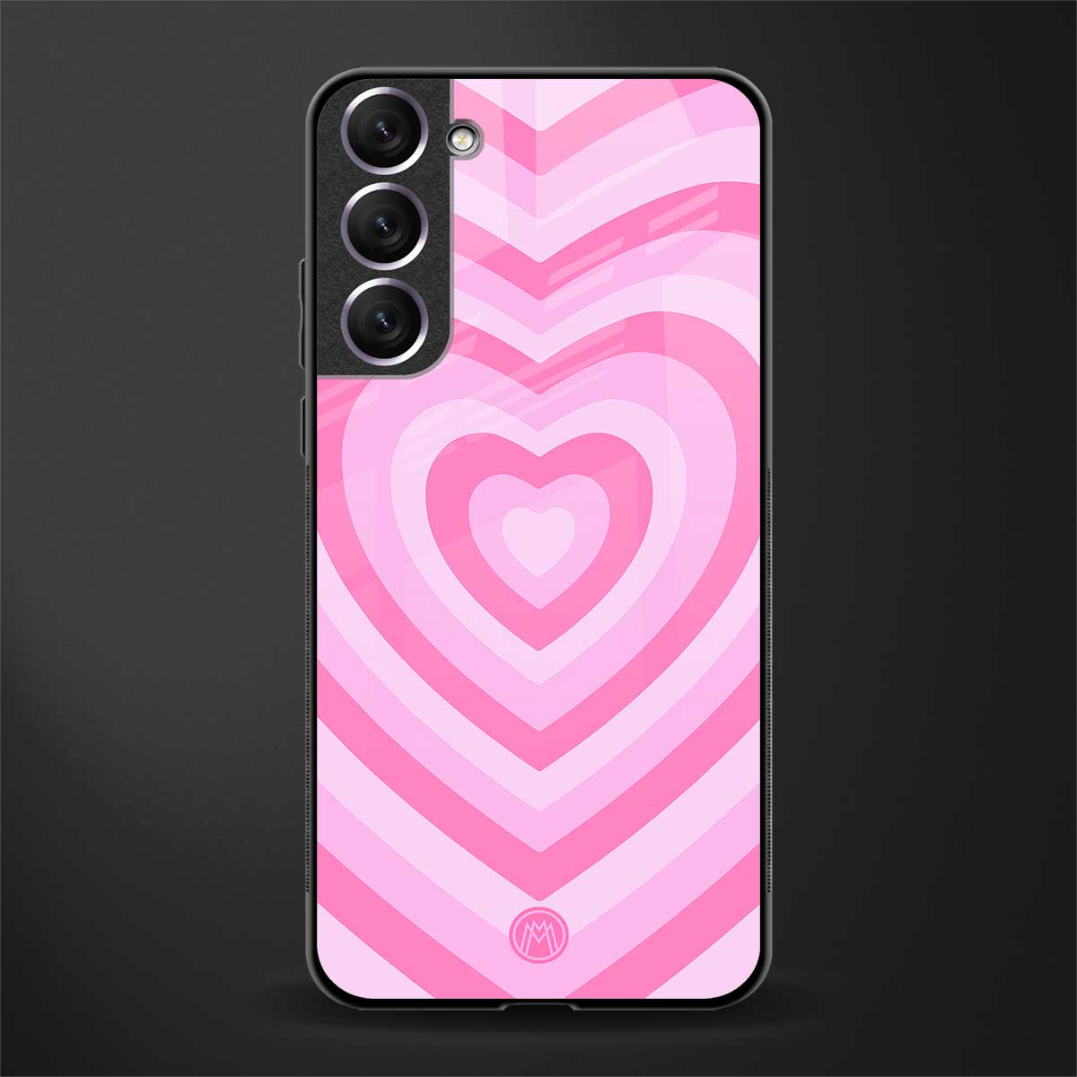 y2k pink hearts aesthetic glass case for samsung galaxy s21 plus image