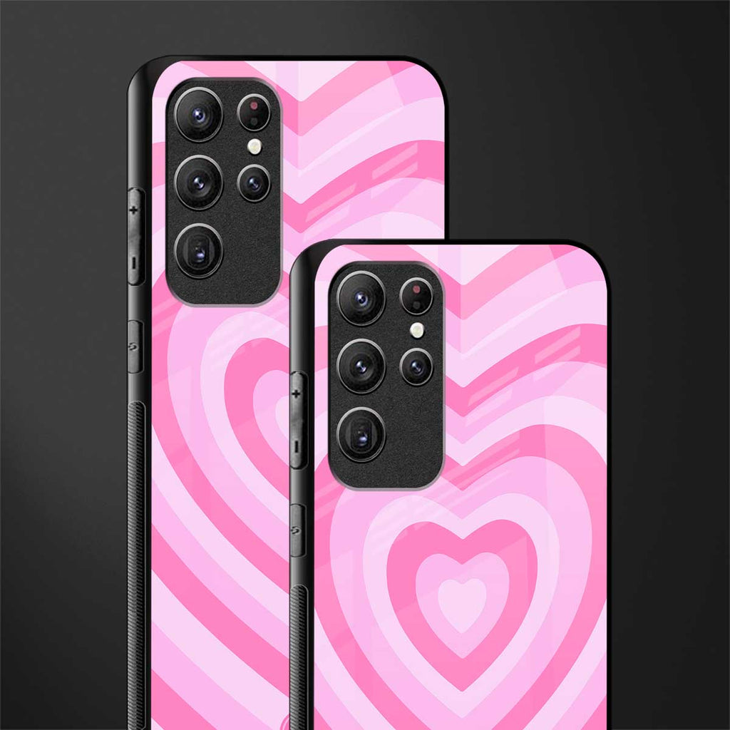 y2k pink hearts aesthetic glass case for samsung galaxy s21 ultra image-2
