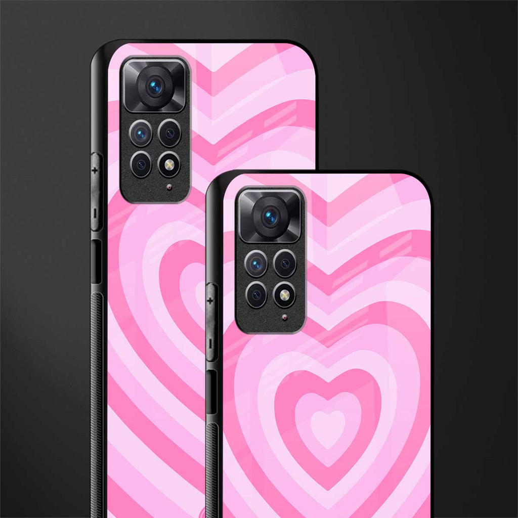 y2k pink hearts aesthetic glass case for redmi note 11s image-2