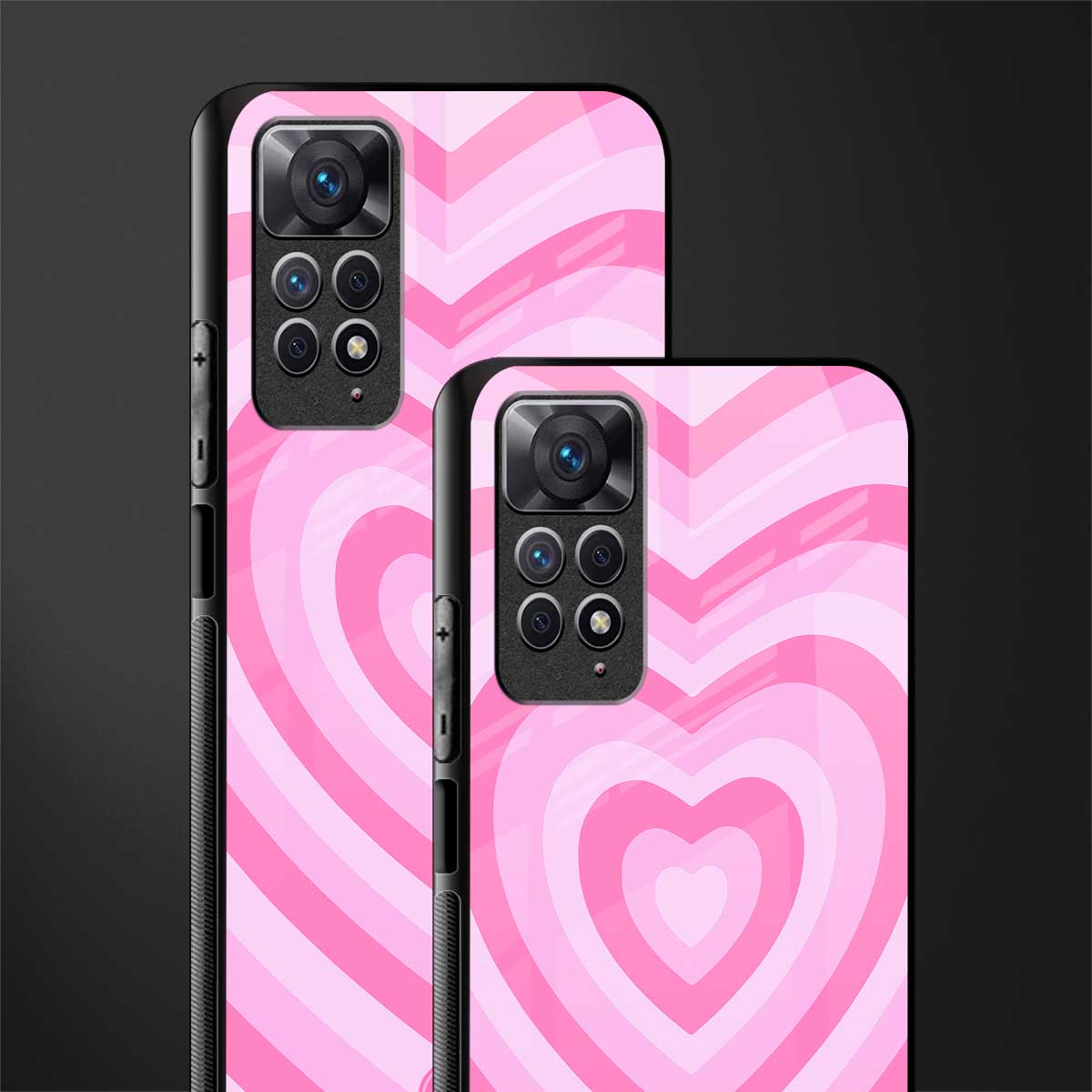 y2k pink hearts aesthetic glass case for redmi note 11s image-2