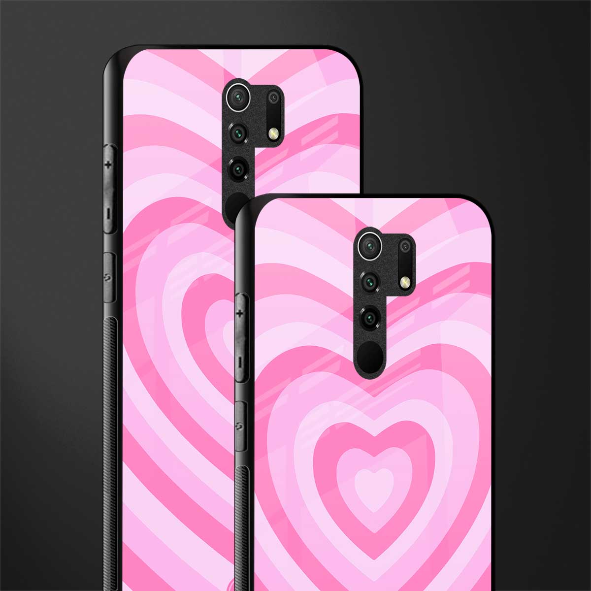 y2k pink hearts aesthetic glass case for redmi 9 prime image-2