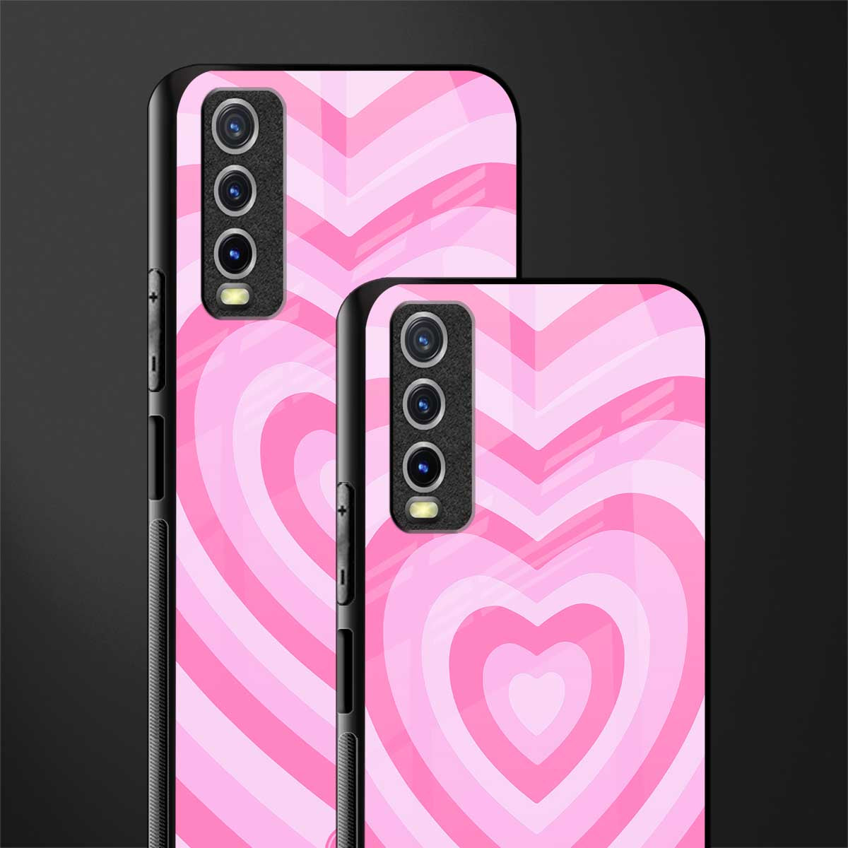 y2k pink hearts aesthetic glass case for vivo y20i vivo y20t image-2