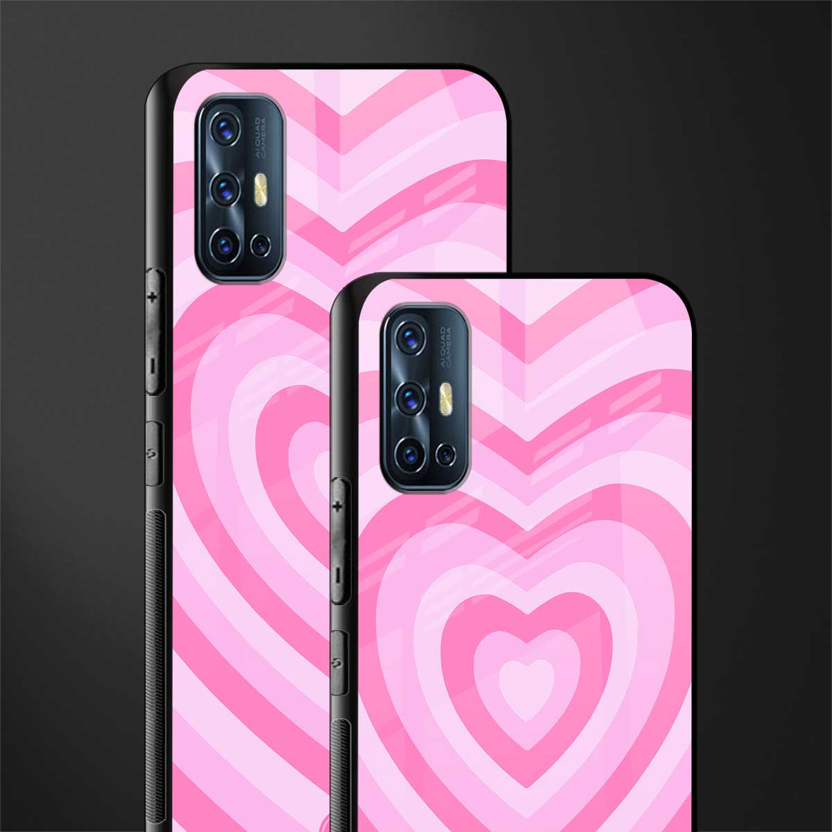 y2k pink hearts aesthetic glass case for vivo v17 image-2