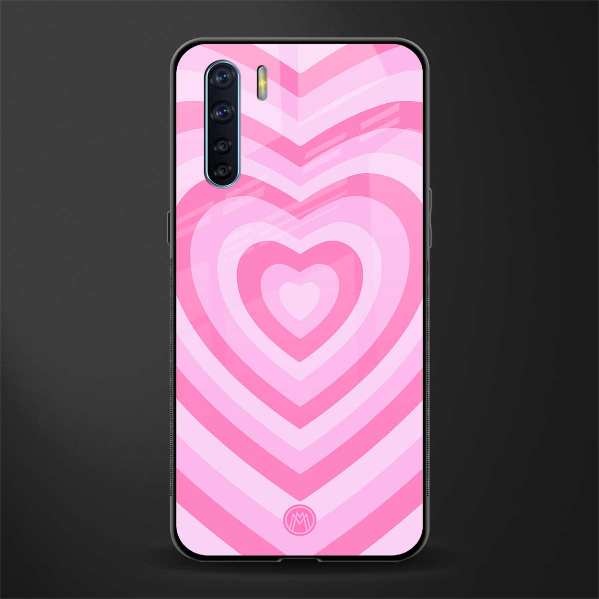 y2k pink hearts aesthetic glass case for oppo f15 image