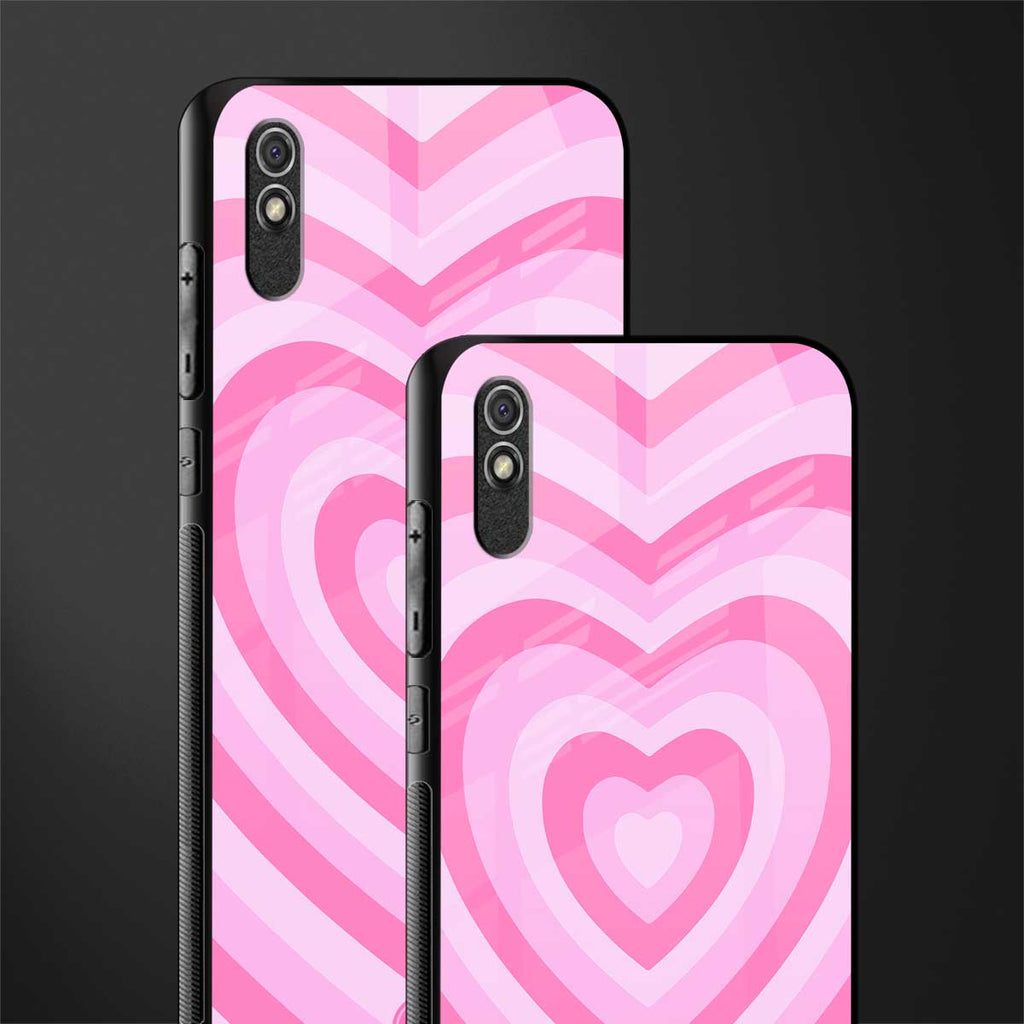 y2k pink hearts aesthetic glass case for redmi 9i image-2