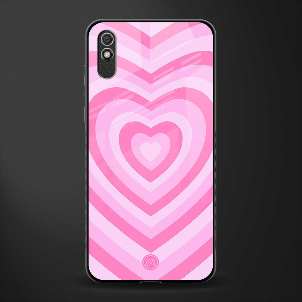 y2k pink hearts aesthetic glass case for redmi 9a image