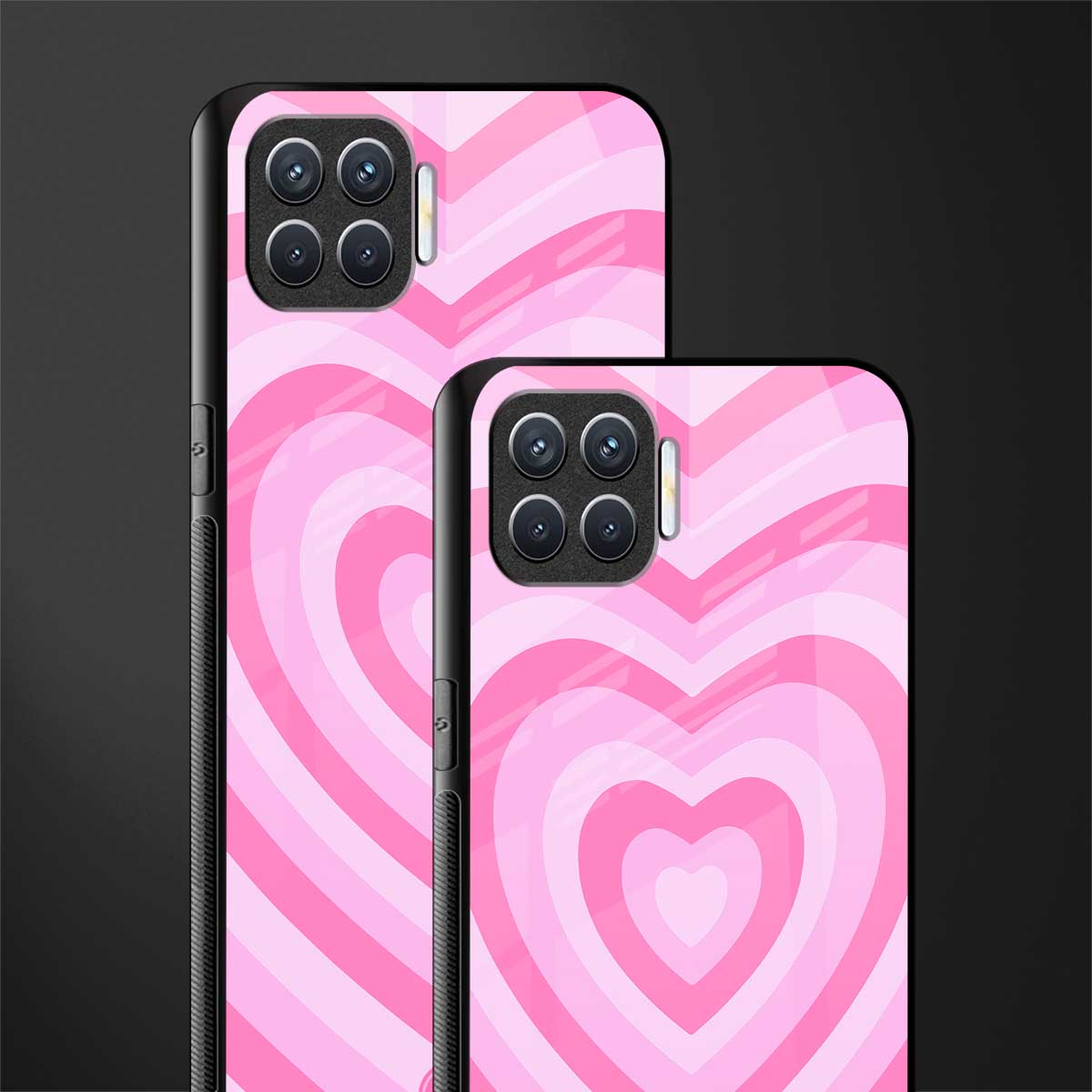 y2k pink hearts aesthetic glass case for oppo f17 pro image-2