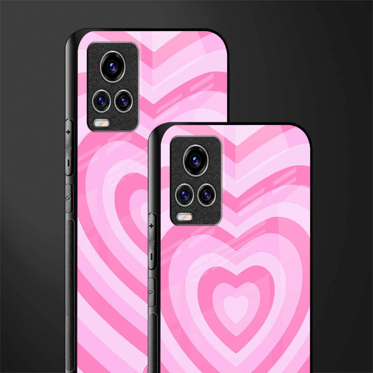 y2k pink hearts aesthetic glass case for vivo v20 pro image-2