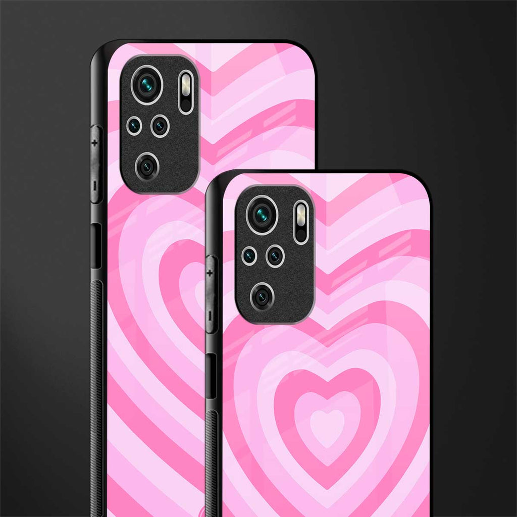 y2k pink hearts aesthetic glass case for redmi note 10 image-2