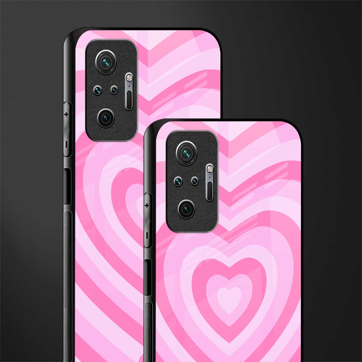 y2k pink hearts aesthetic glass case for redmi note 10 pro image-2