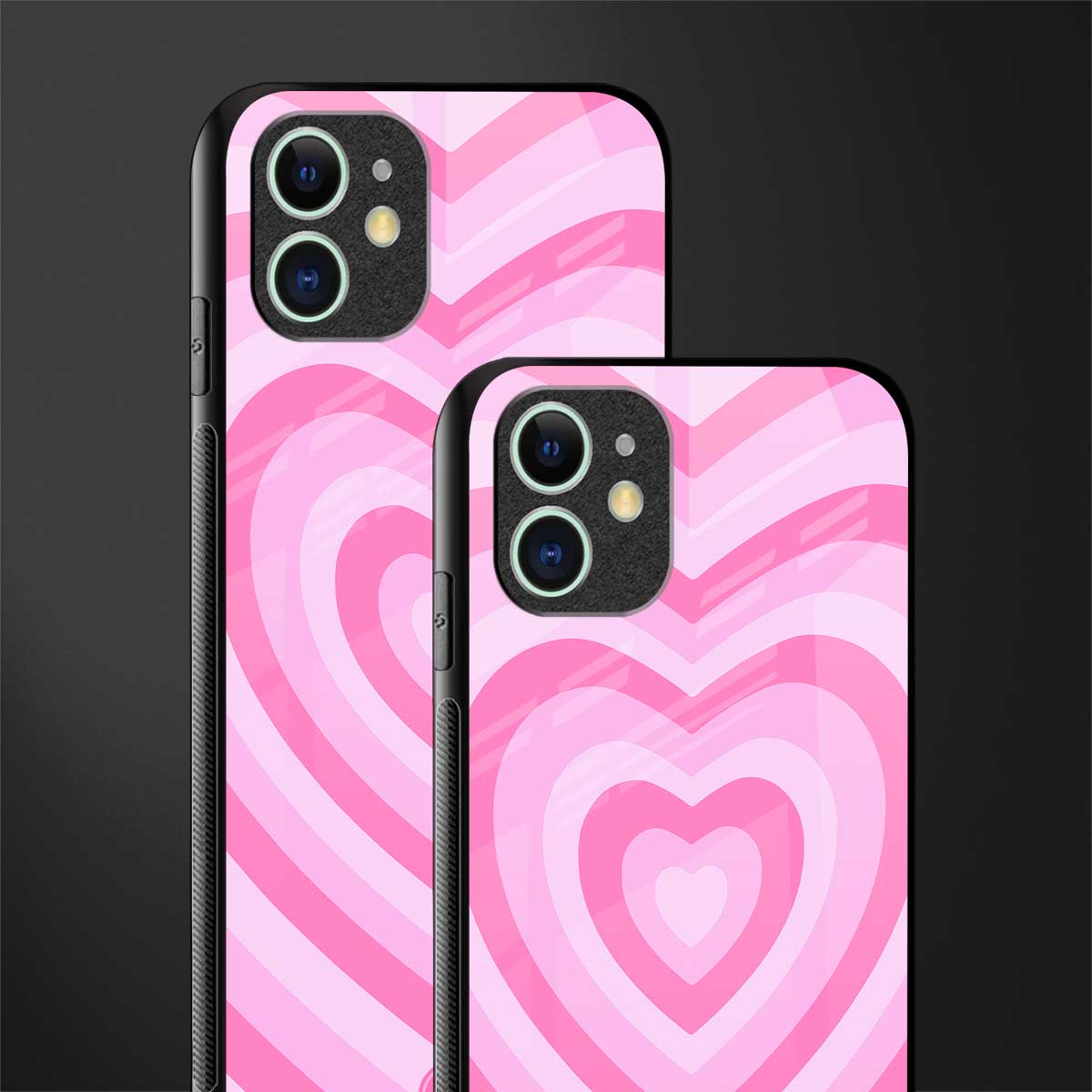 y2k pink hearts aesthetic glass case for iphone 12 image-2