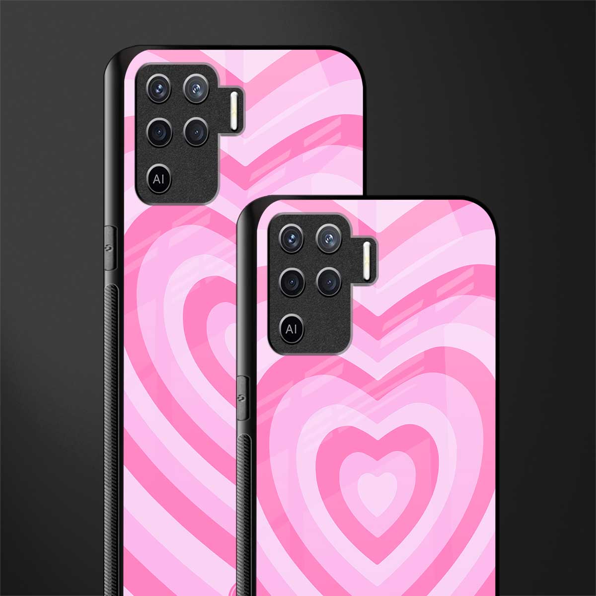 y2k pink hearts aesthetic glass case for oppo f19 pro image-2