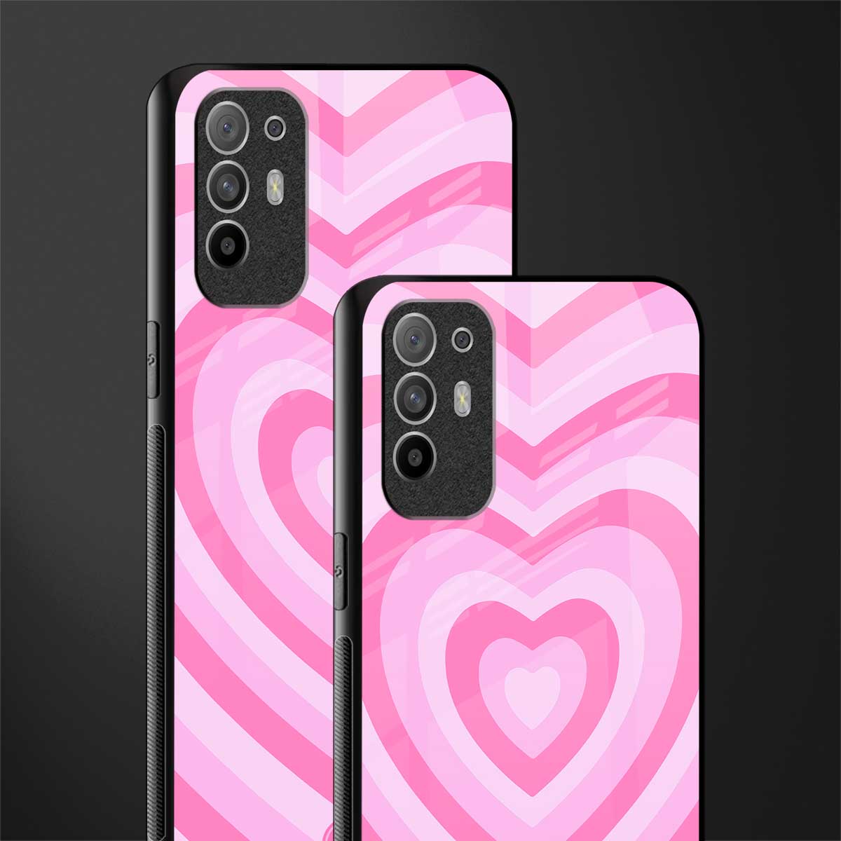 y2k pink hearts aesthetic glass case for oppo f19 pro plus image-2