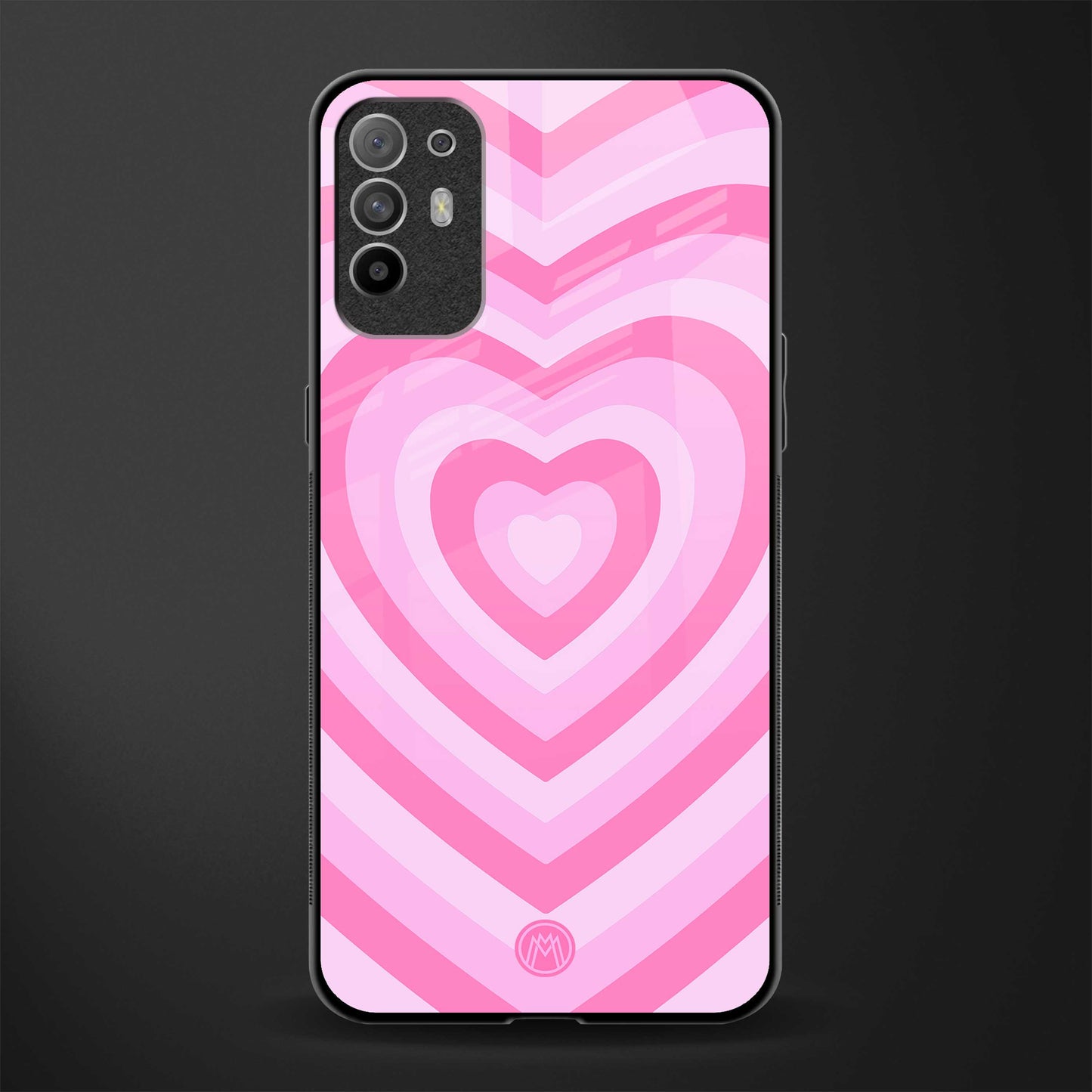 y2k pink hearts aesthetic glass case for oppo f19 pro plus image