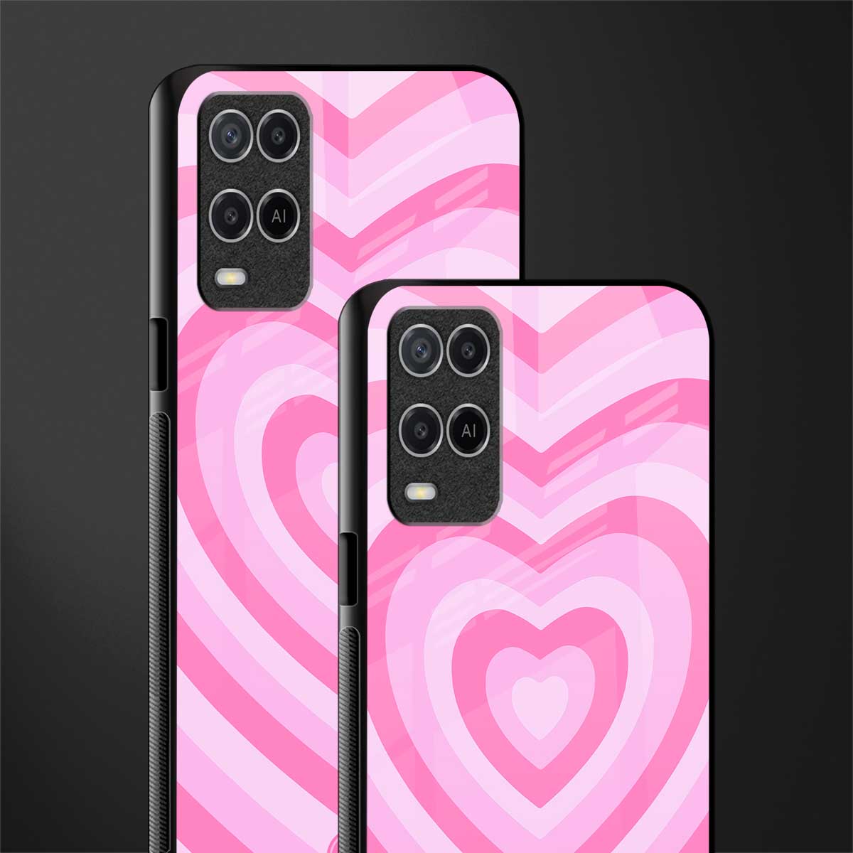 y2k pink hearts aesthetic glass case for oppo a54 image-2