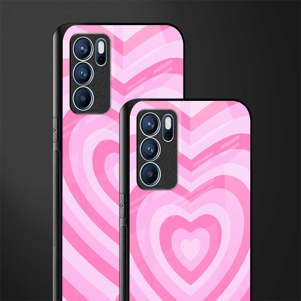 y2k pink hearts aesthetic glass case for oppo reno6 pro 5g image-2